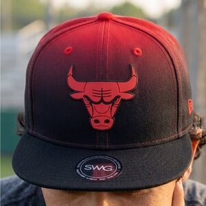 New Era Chicago Bulls 9FIFTY Snapback Hat Red Black Ombre Fade Gradient NBA Cap